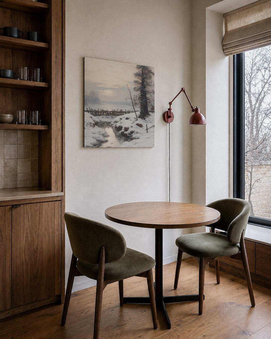 Winterlandschap met sneeuw Kunstwerk