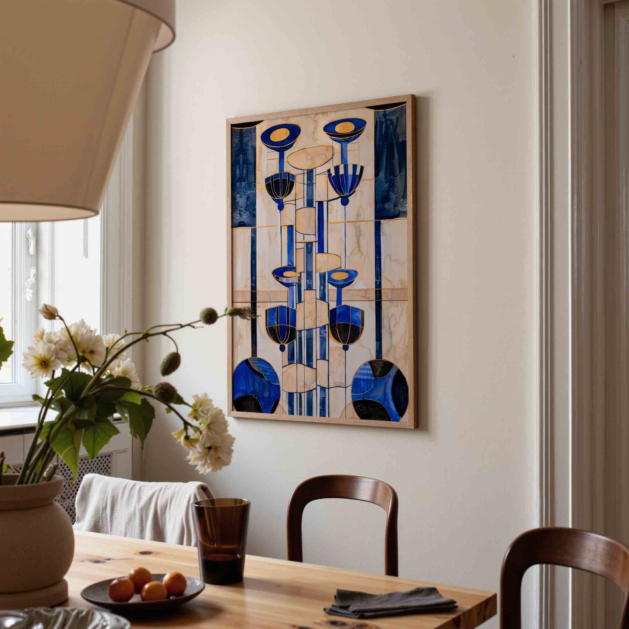 Blauwe geometrische vormen Poster