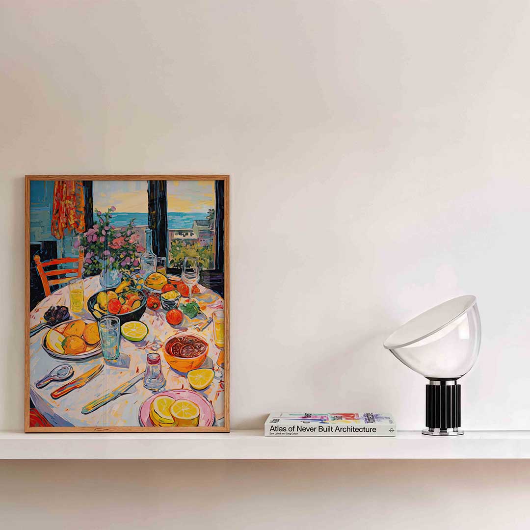 Fruit en bloemen tafel Poster