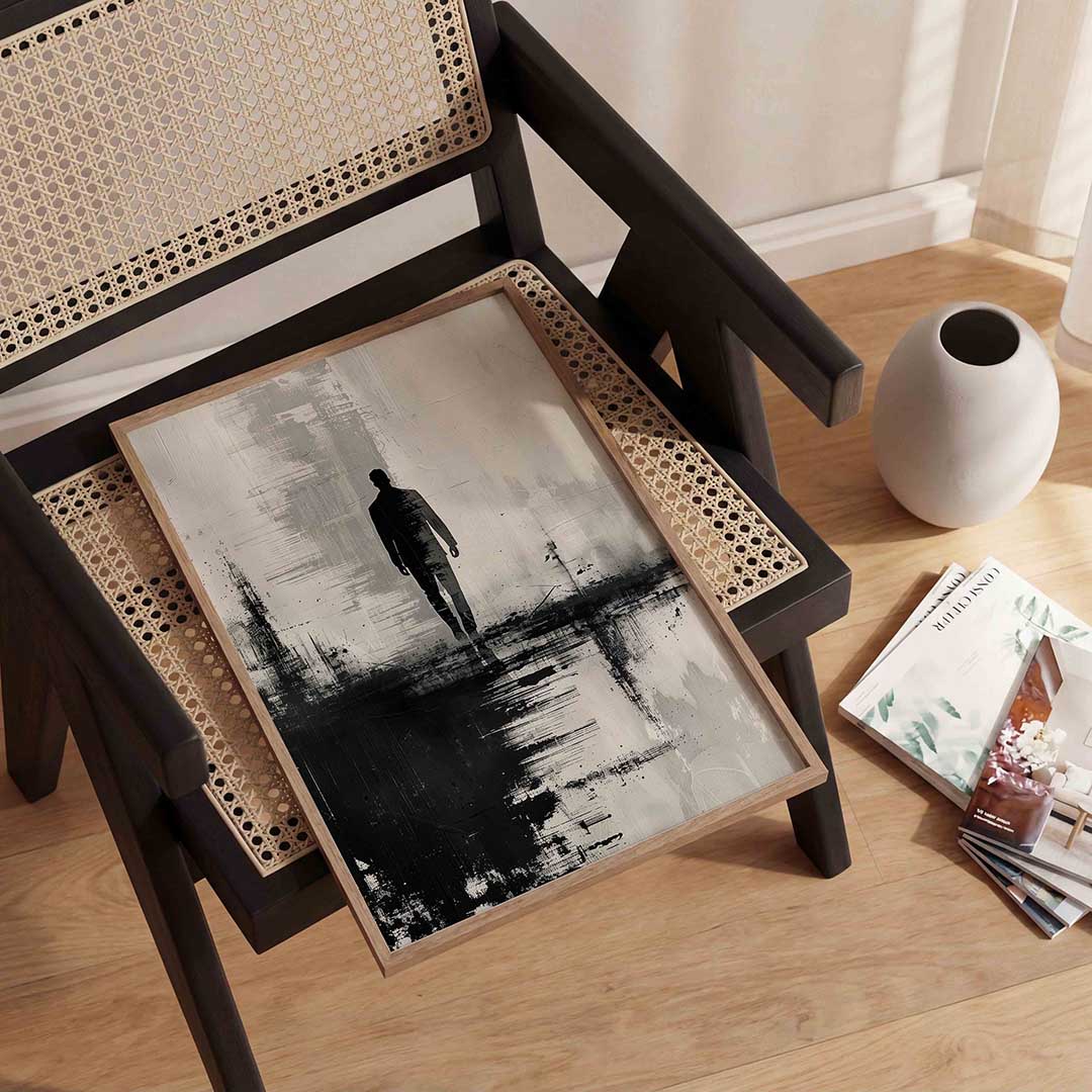 Silhouet van wandelende figuur Poster