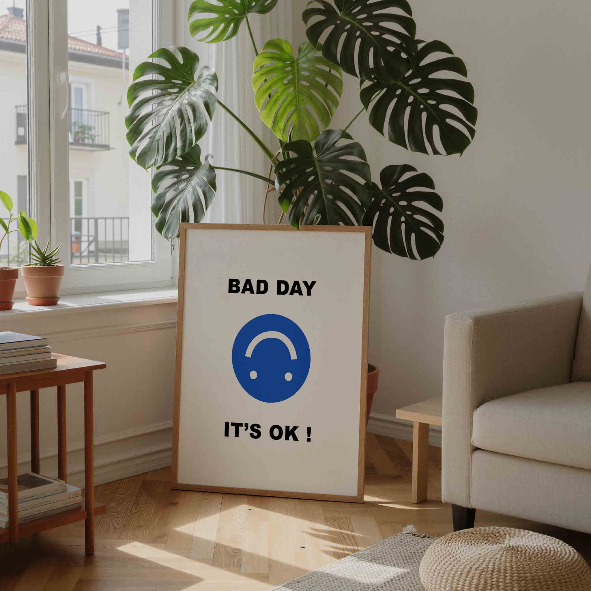 Blauwe smiley Poster