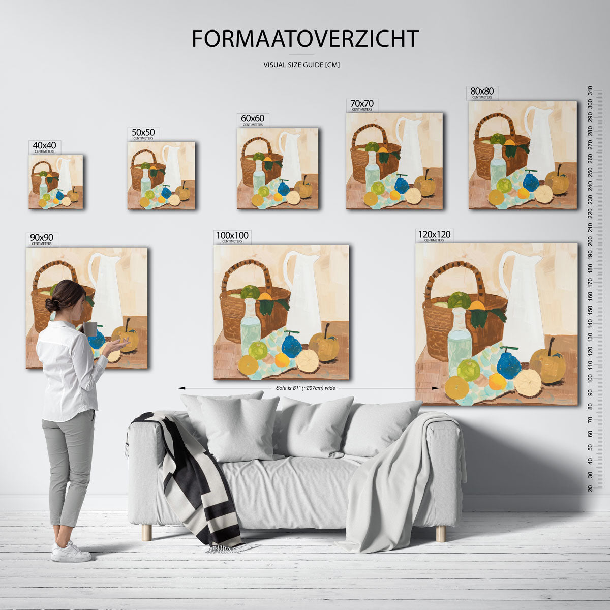 Stilleven met fruit en mand Poster