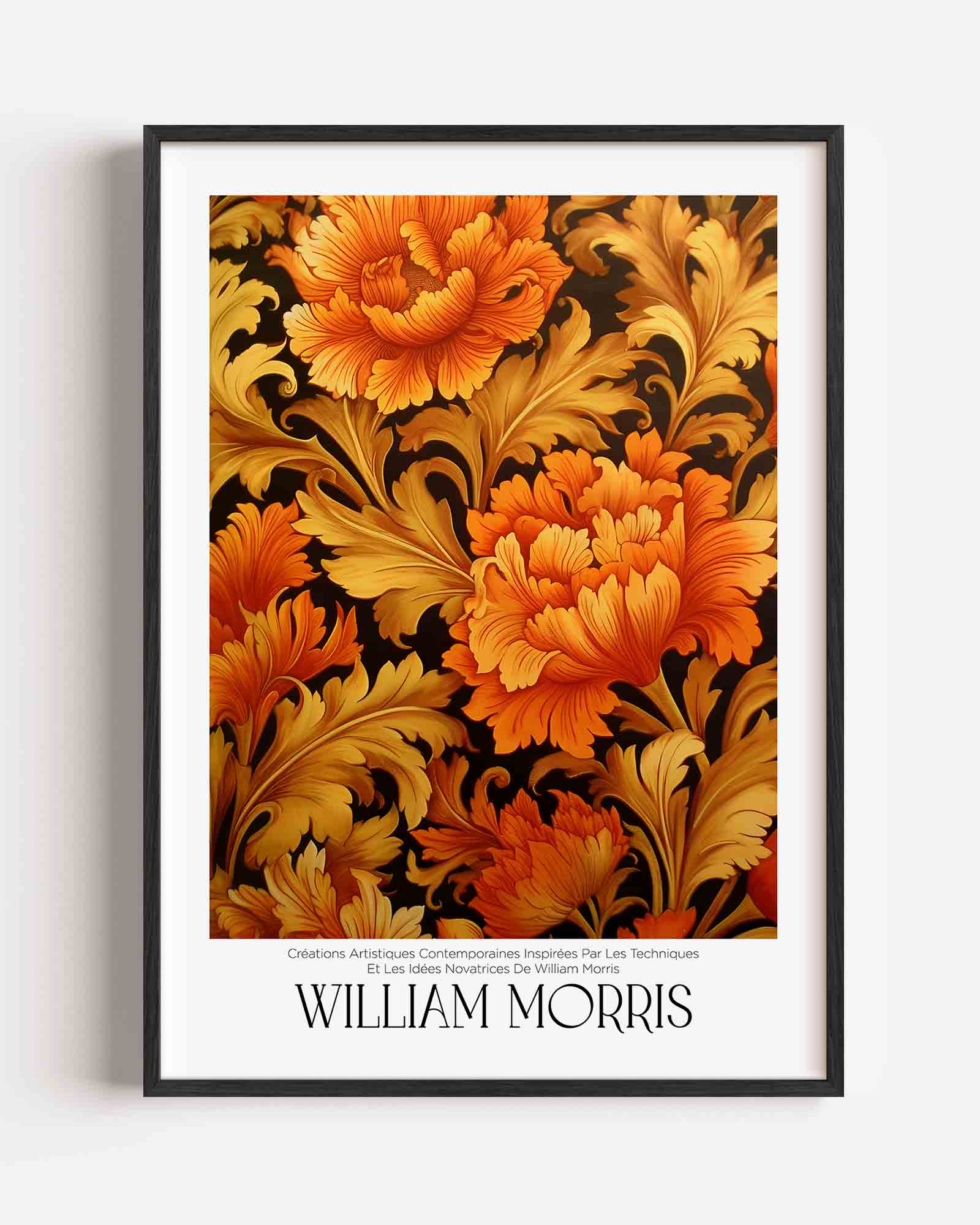 Bloemmotief met oranje en goud Poster