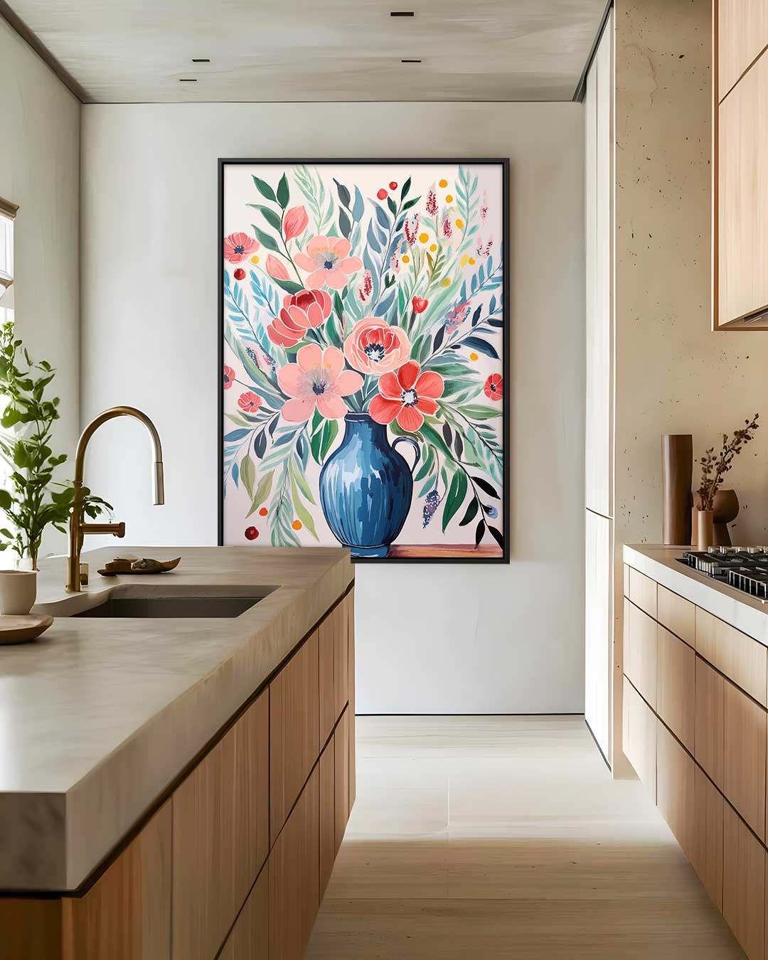 Bloemrijke Vase Kunstwerk-canvas-dibond-plexiglas-wanddecoratie-WallArtistic