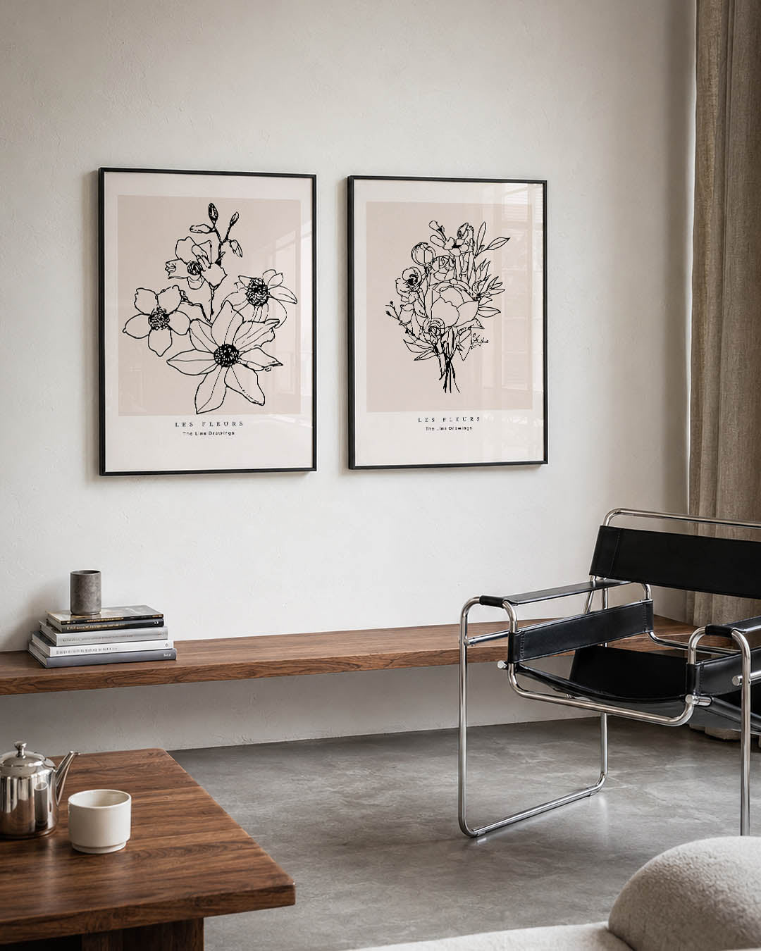 Bloemrijke lijnenspel Posterset