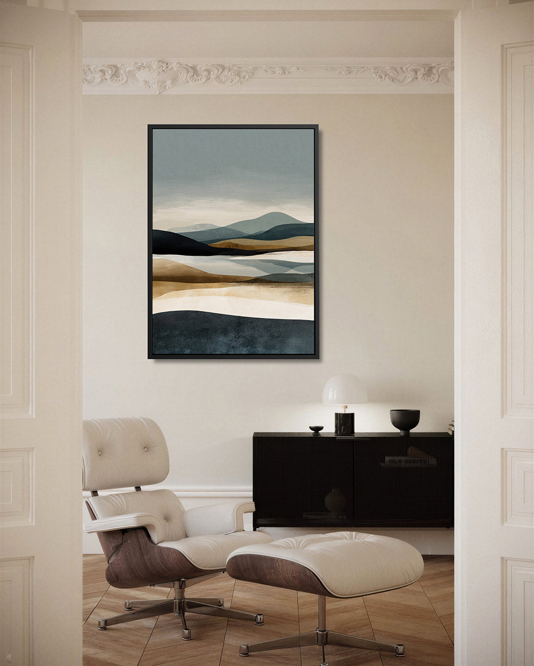Gelaagde landschap compositie Kunstwerk