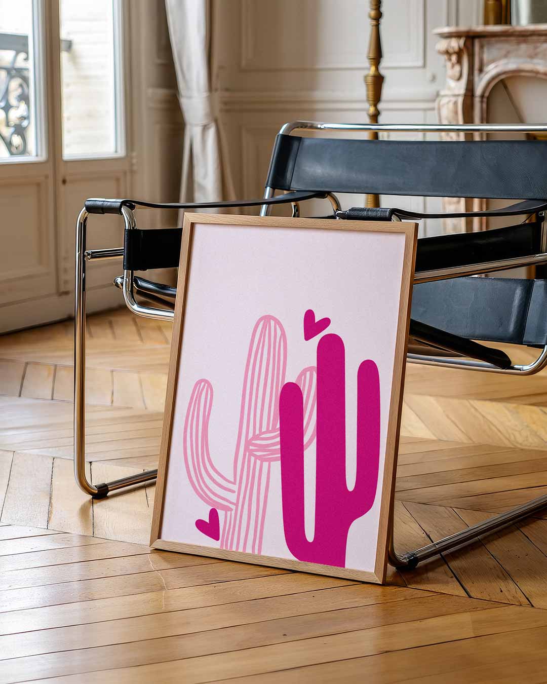 Vrolijke Cactus Harten Poster-WallArtistic