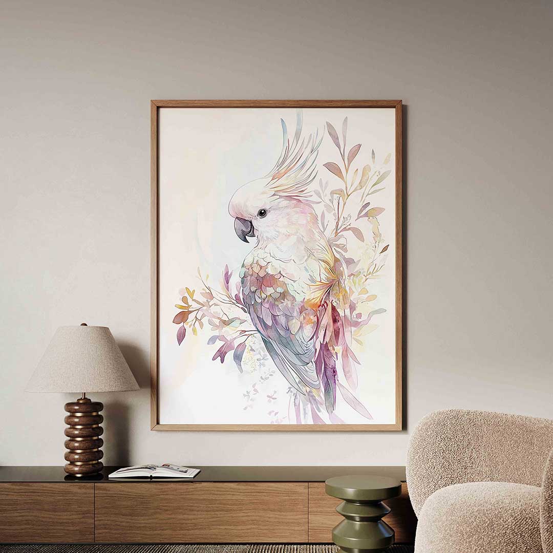 Papegaai en bladeren Poster