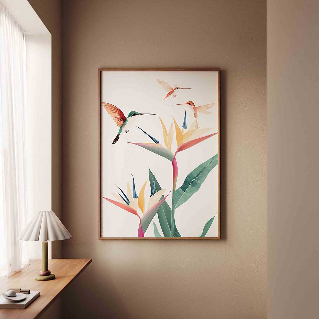 Kolibries en bloemen Poster