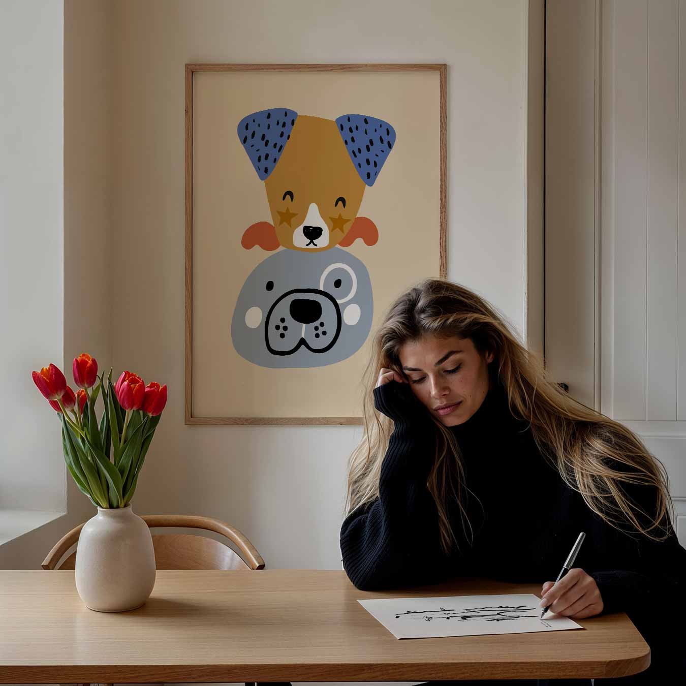 Vrolijke Vriendjes Hondenposter-WallArtistic