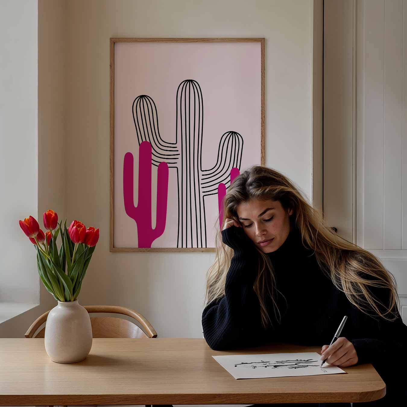 Felgekleurde Cactus Illustratie Poster-WallArtistic