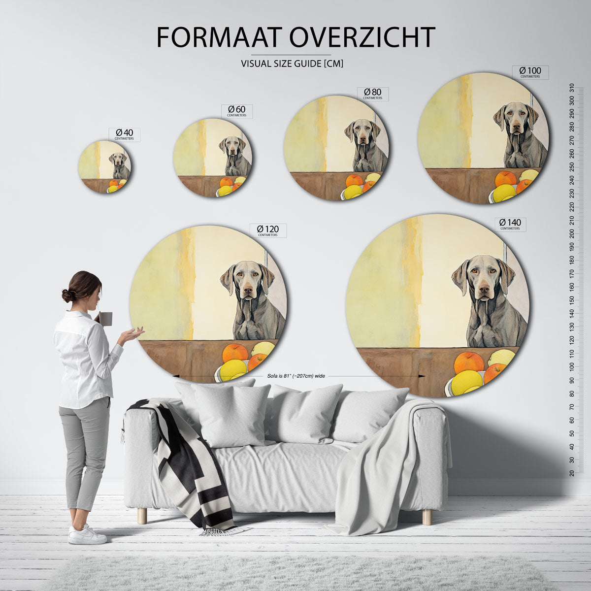Hond en fruit Muurcirkel