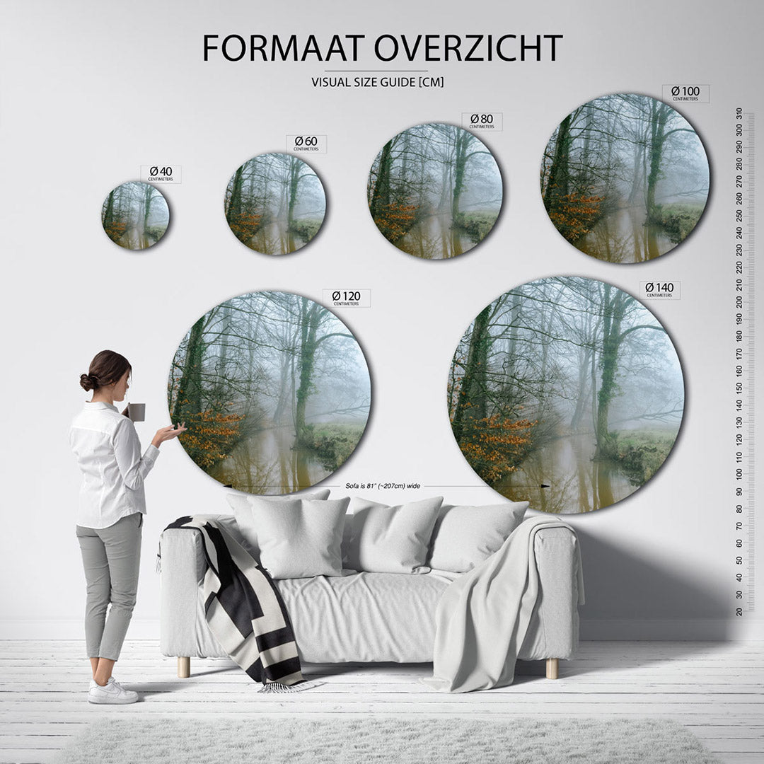 Mistige boslandschap Muurcirkel