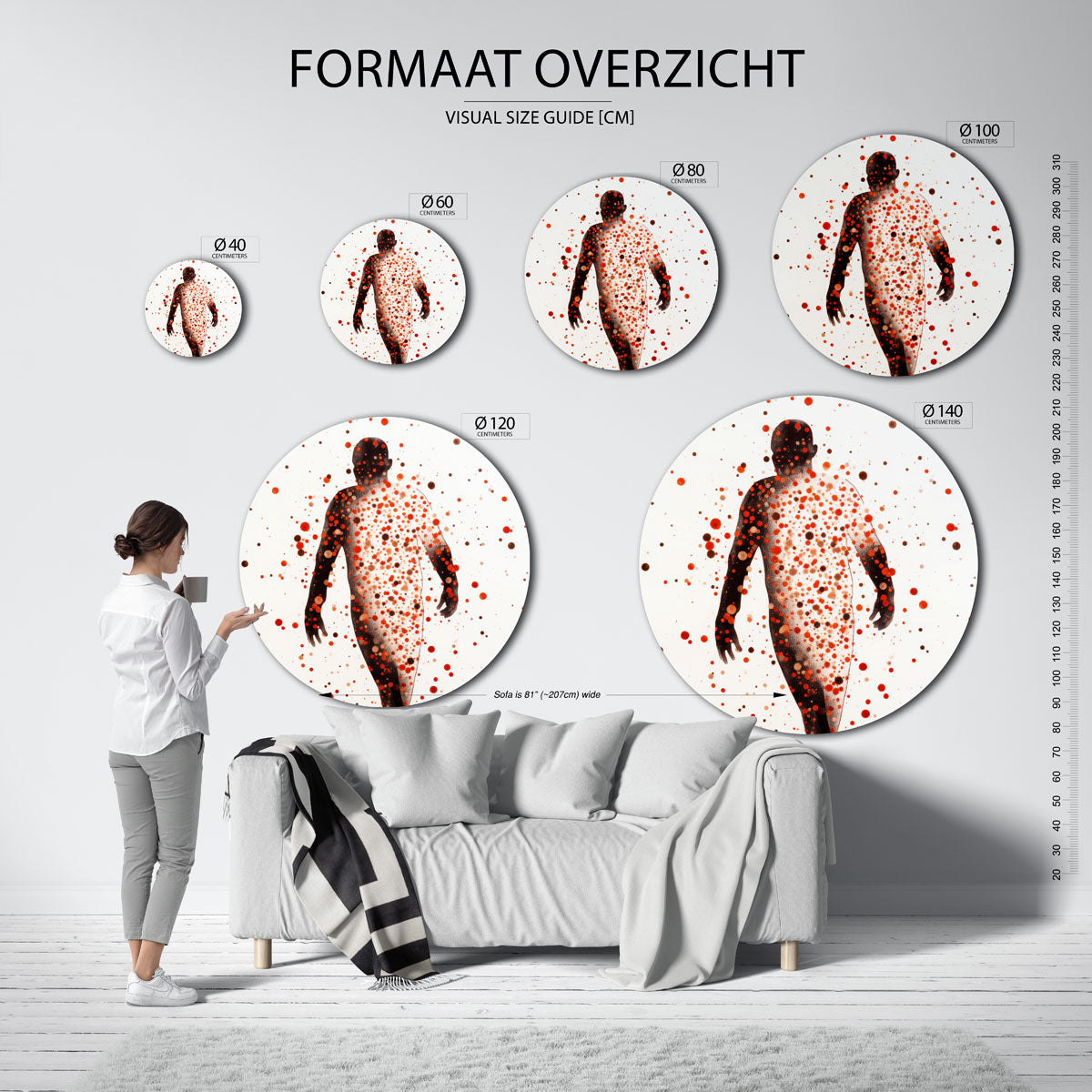 Silhouet met stippen Muurcirkel
