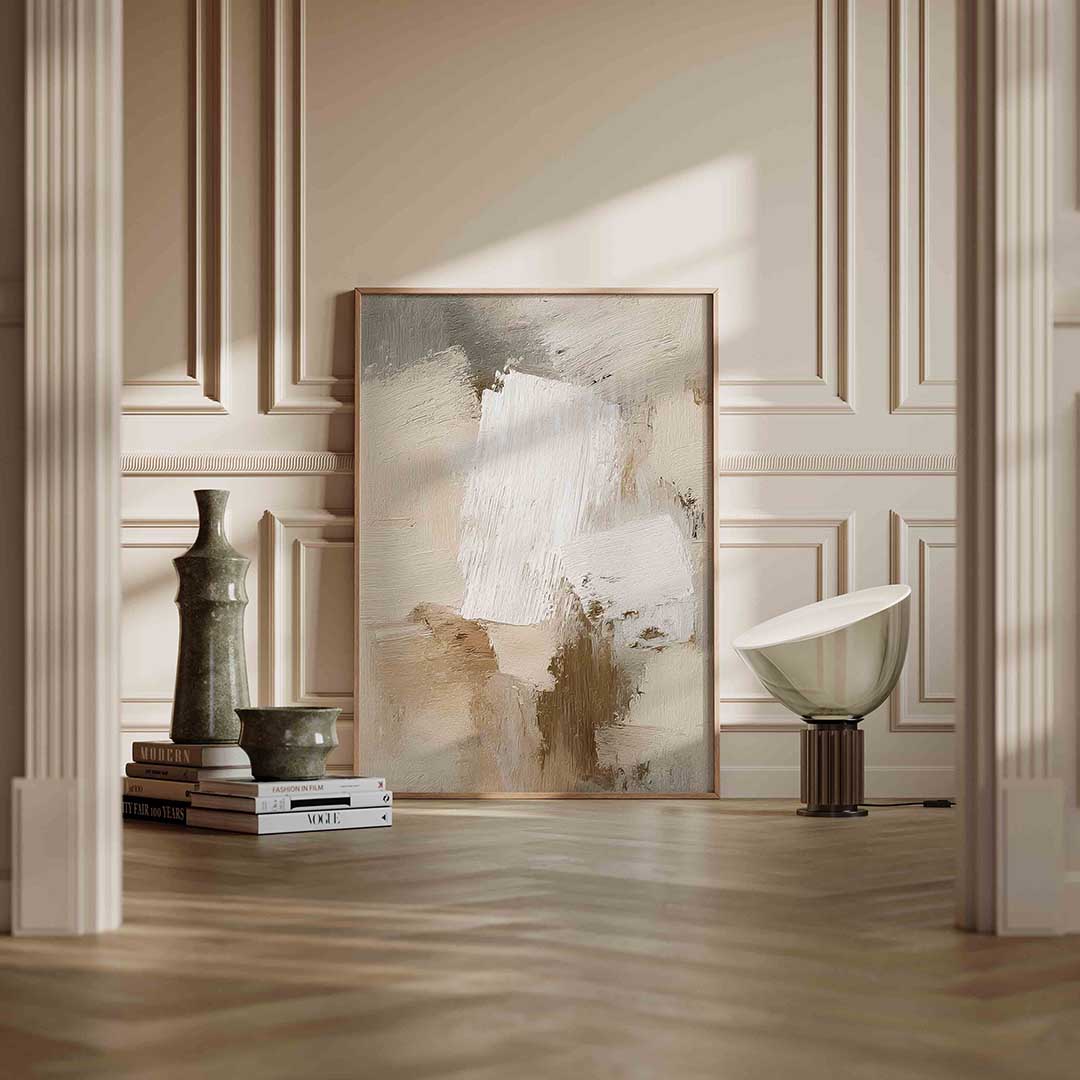 Abstracte beige en witte Poster