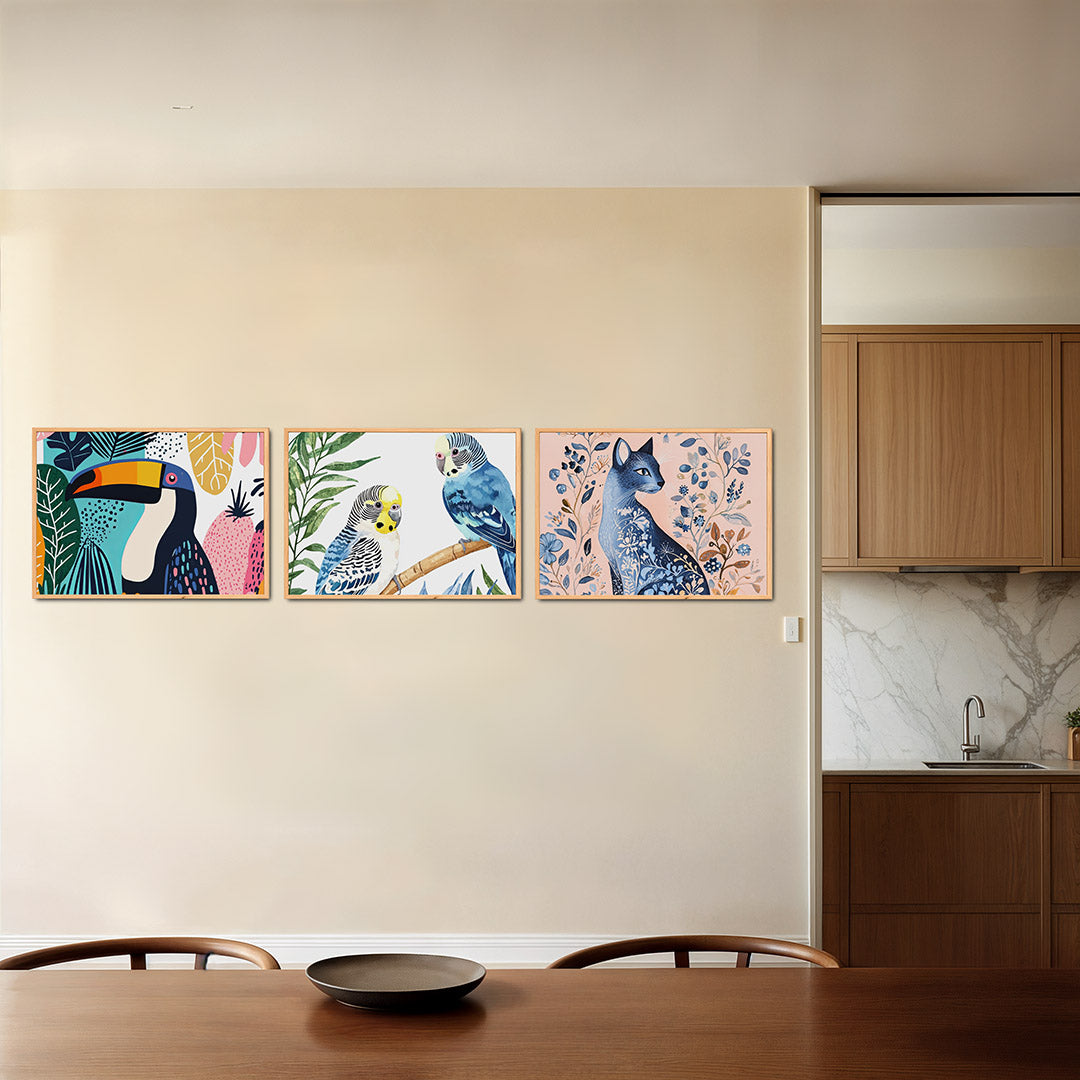 Vogel en bladeren Posterset