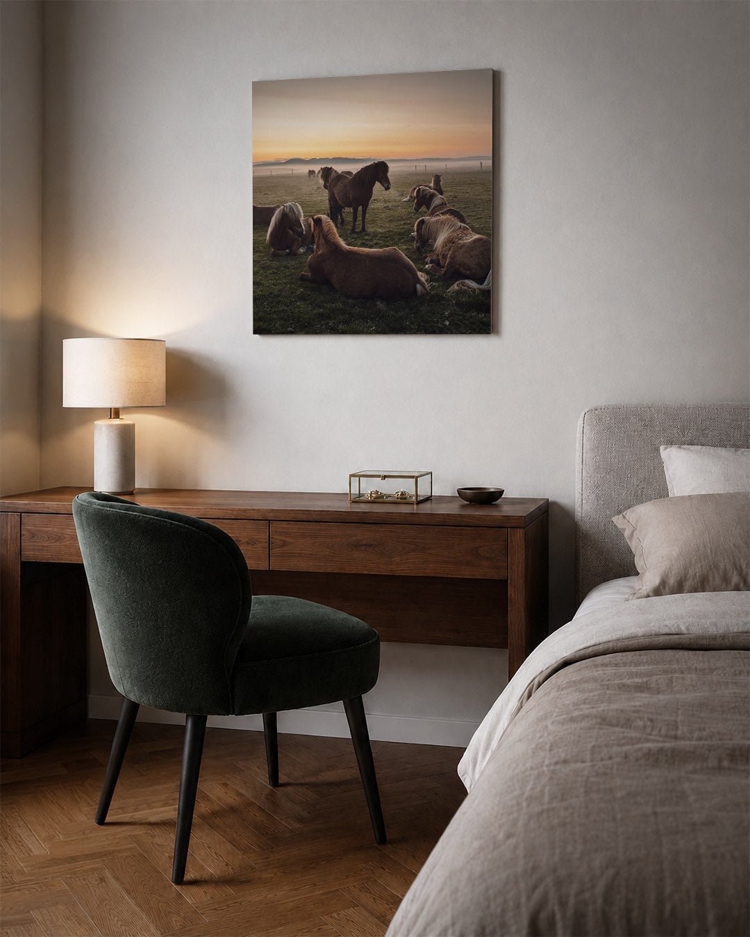 Rustige paardenweide Kunstwerk