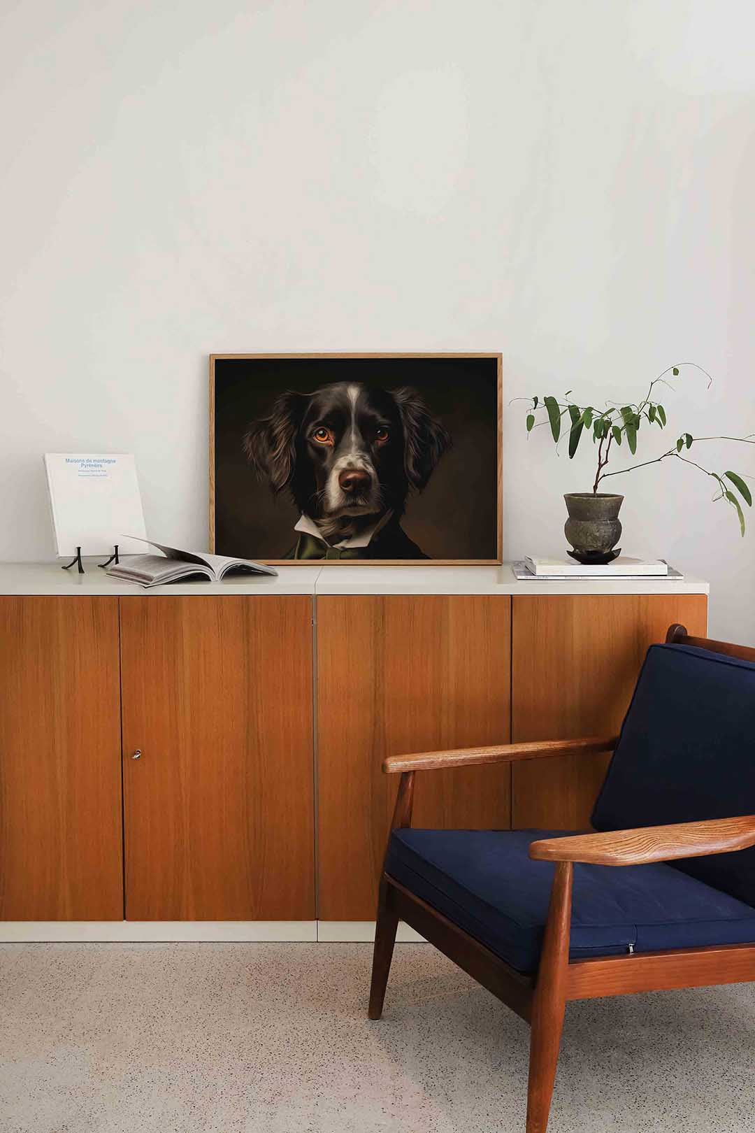 Hond met groene strik Poster