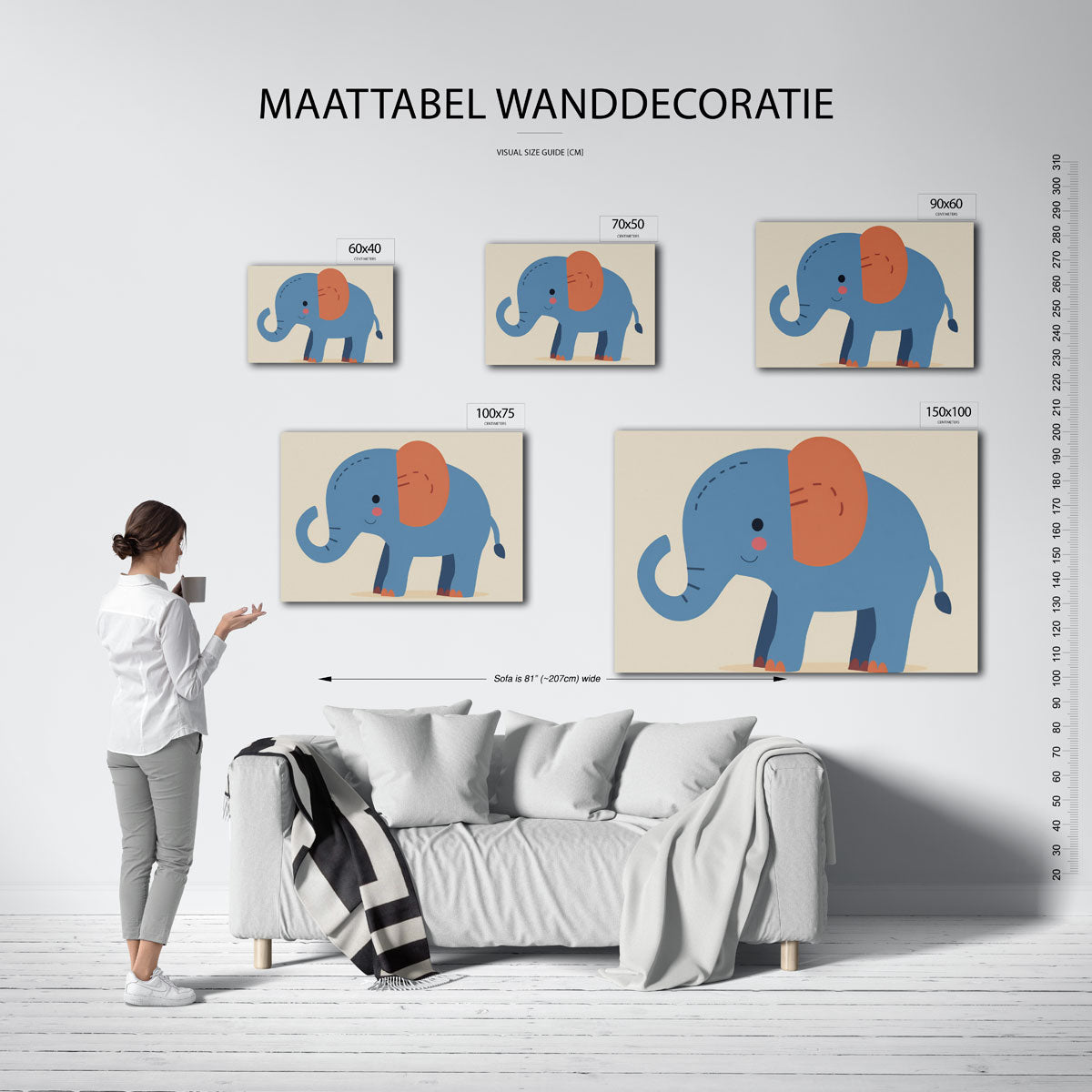 Speelse olifant illustratie Kunstwerk