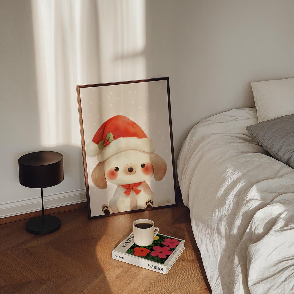 Schattige Kerst Puppy Poster-WallArtistic