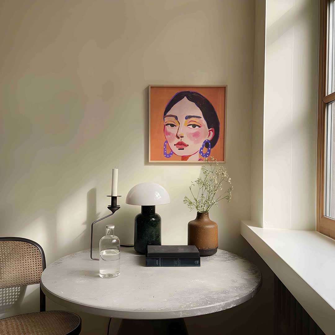 Portret met grote oorbellen Poster