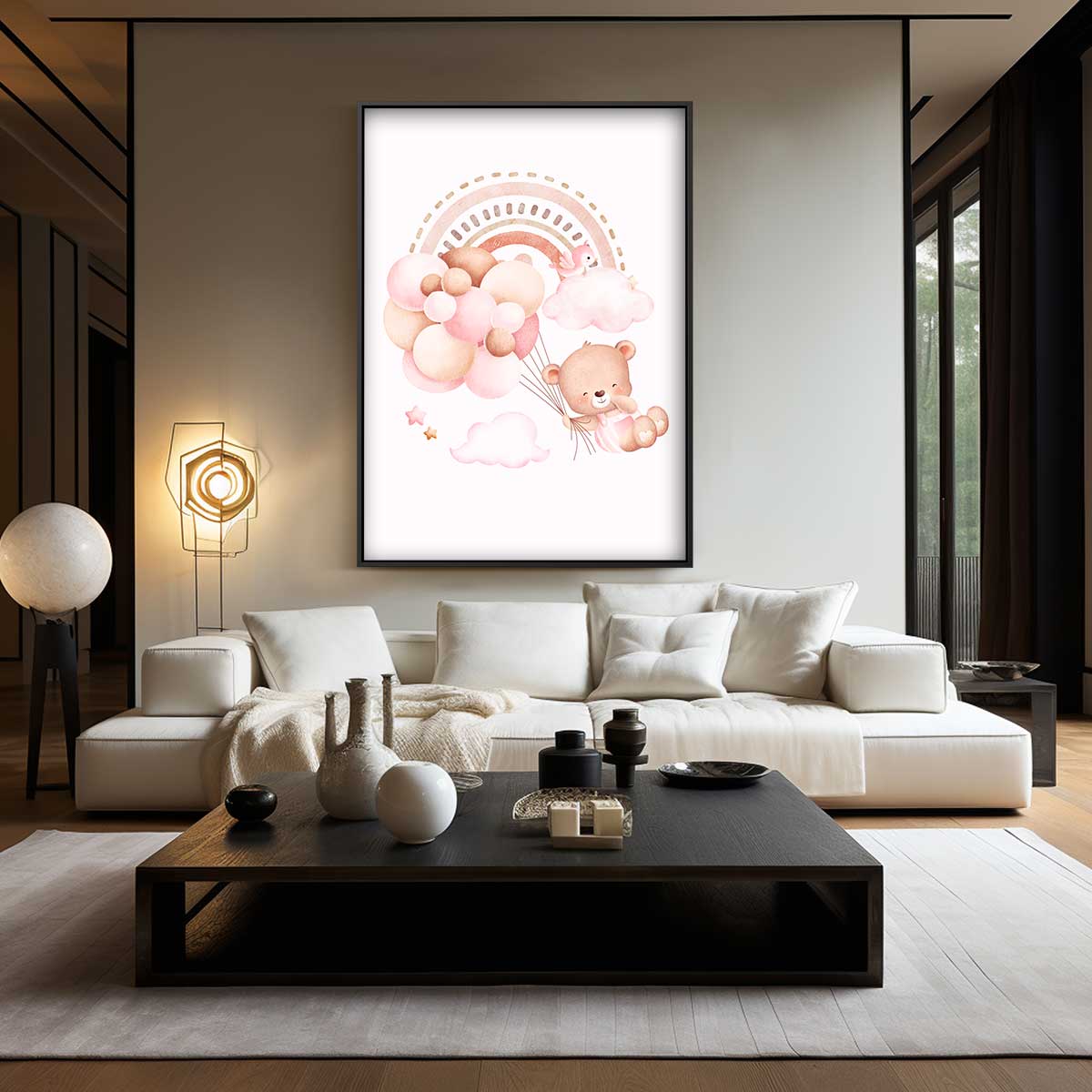 Dromerig Beertje in de Wolken Kunstwerk-canvas-dibond-plexiglas-wanddecoratie-WallArtistic
