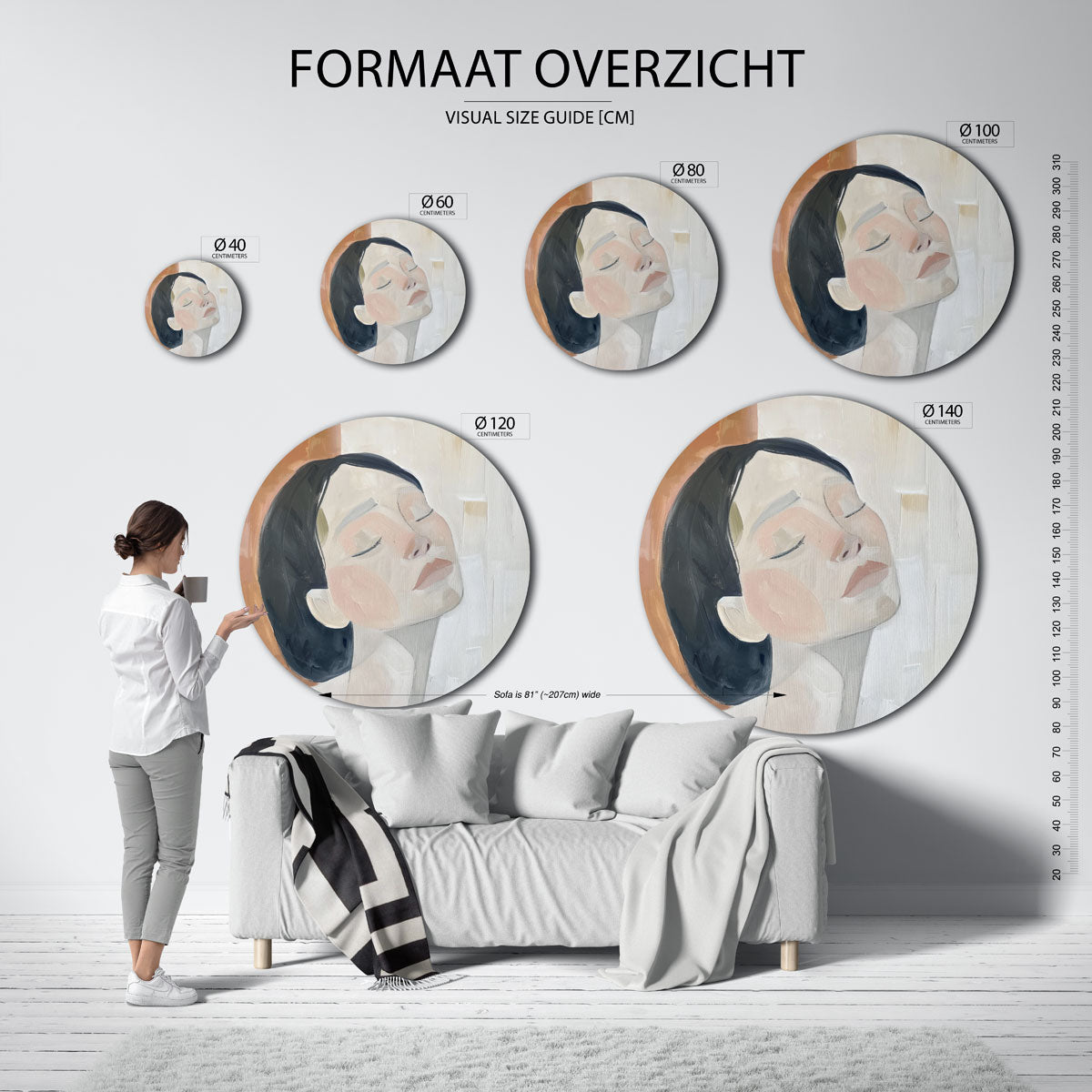 Vrouwelijk gezicht Muurcirkel