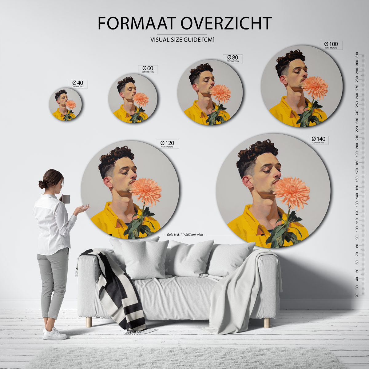 Man met bloem Muurcirkel