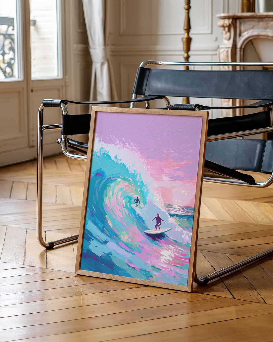 Surf Avontuur in Kleurrijke Golven Poster-WallArtistic