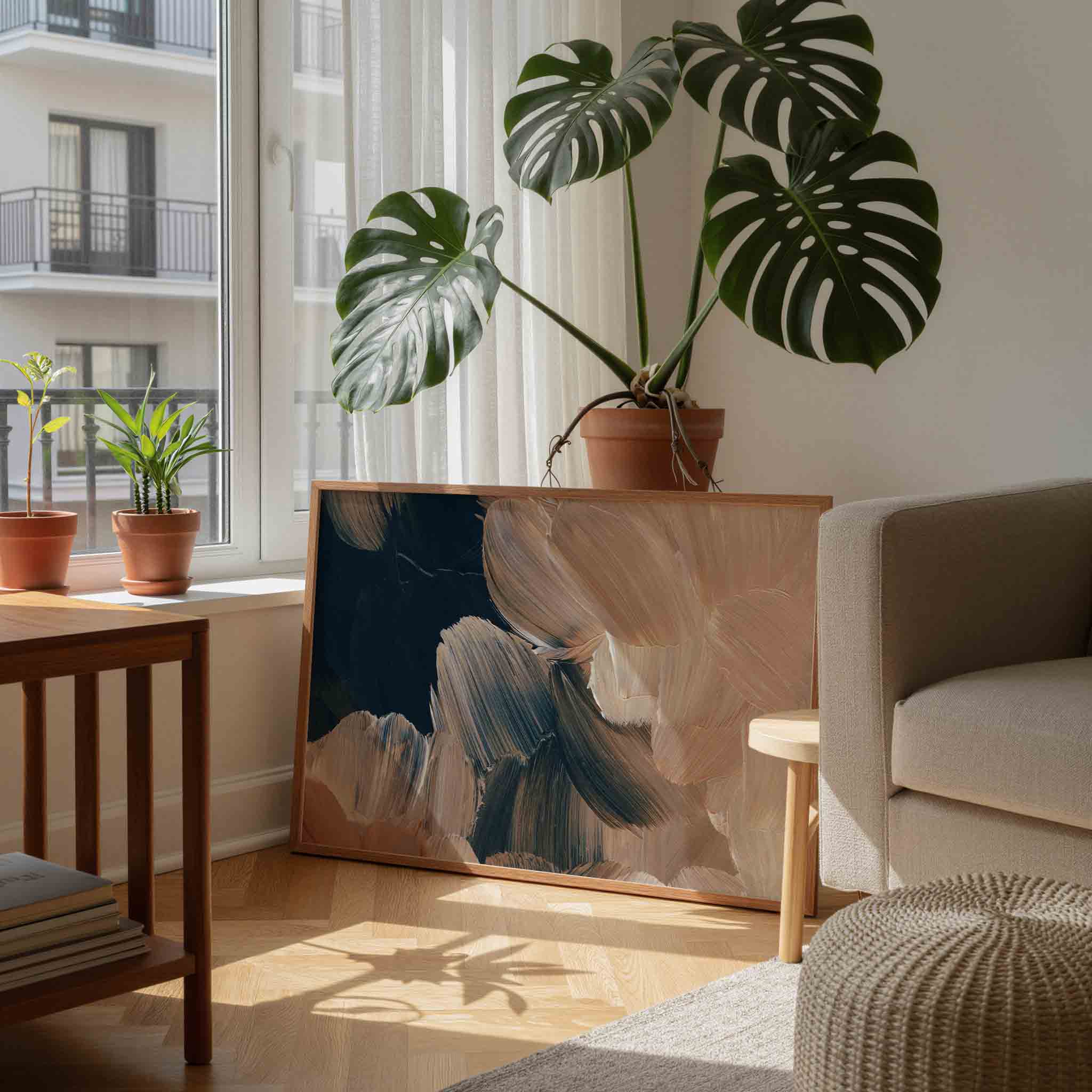 Abstracte penseelstreken Poster