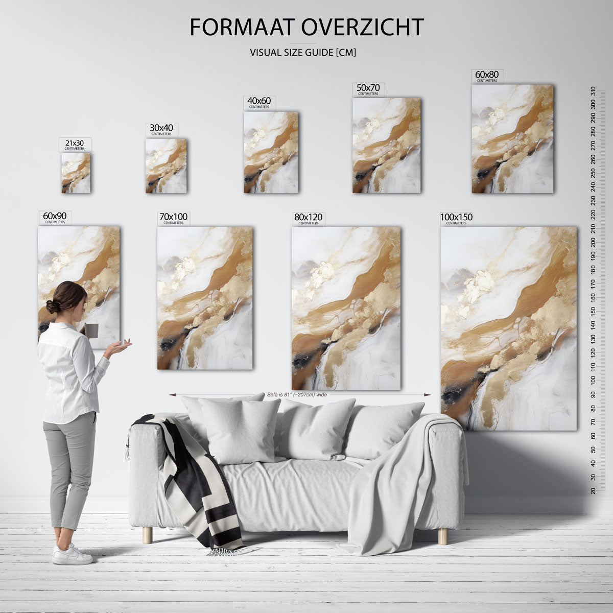 Abstracte beige en gouden Poster