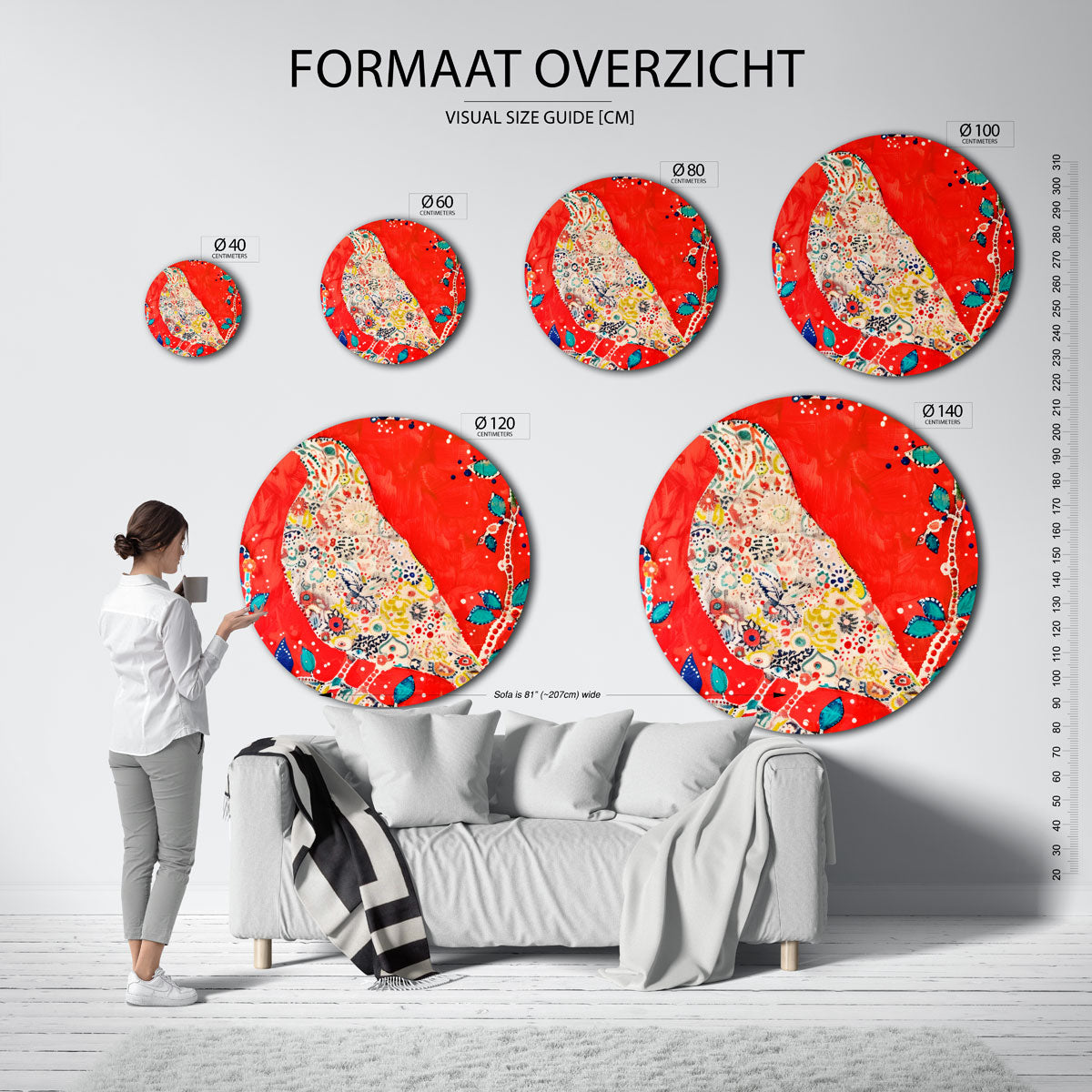 Vogel met bloemenpatroon Muurcirkel
