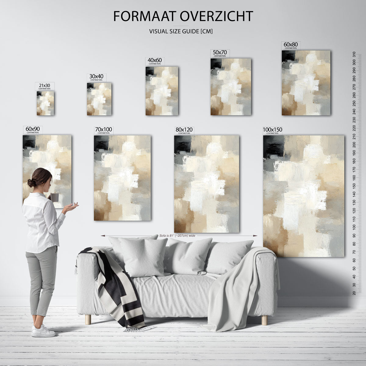 Abstracte beige en grijze vlakken Poster