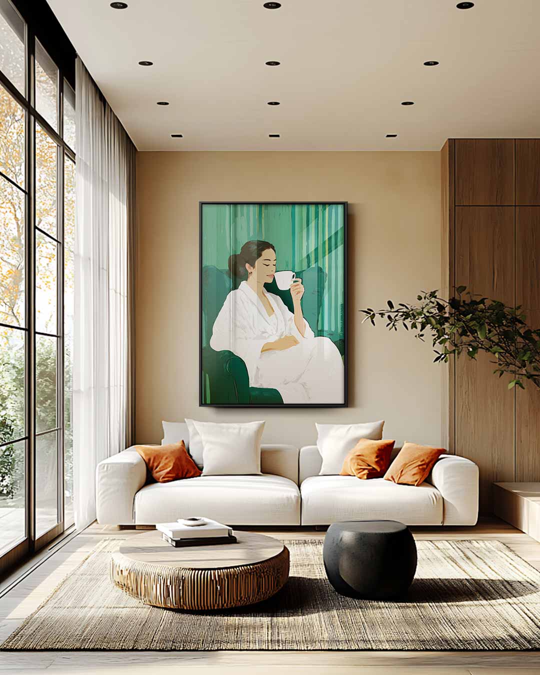 Ontspanning in Groen Kunstwerk-canvas-dibond-plexiglas-wanddecoratie-WallArtistic