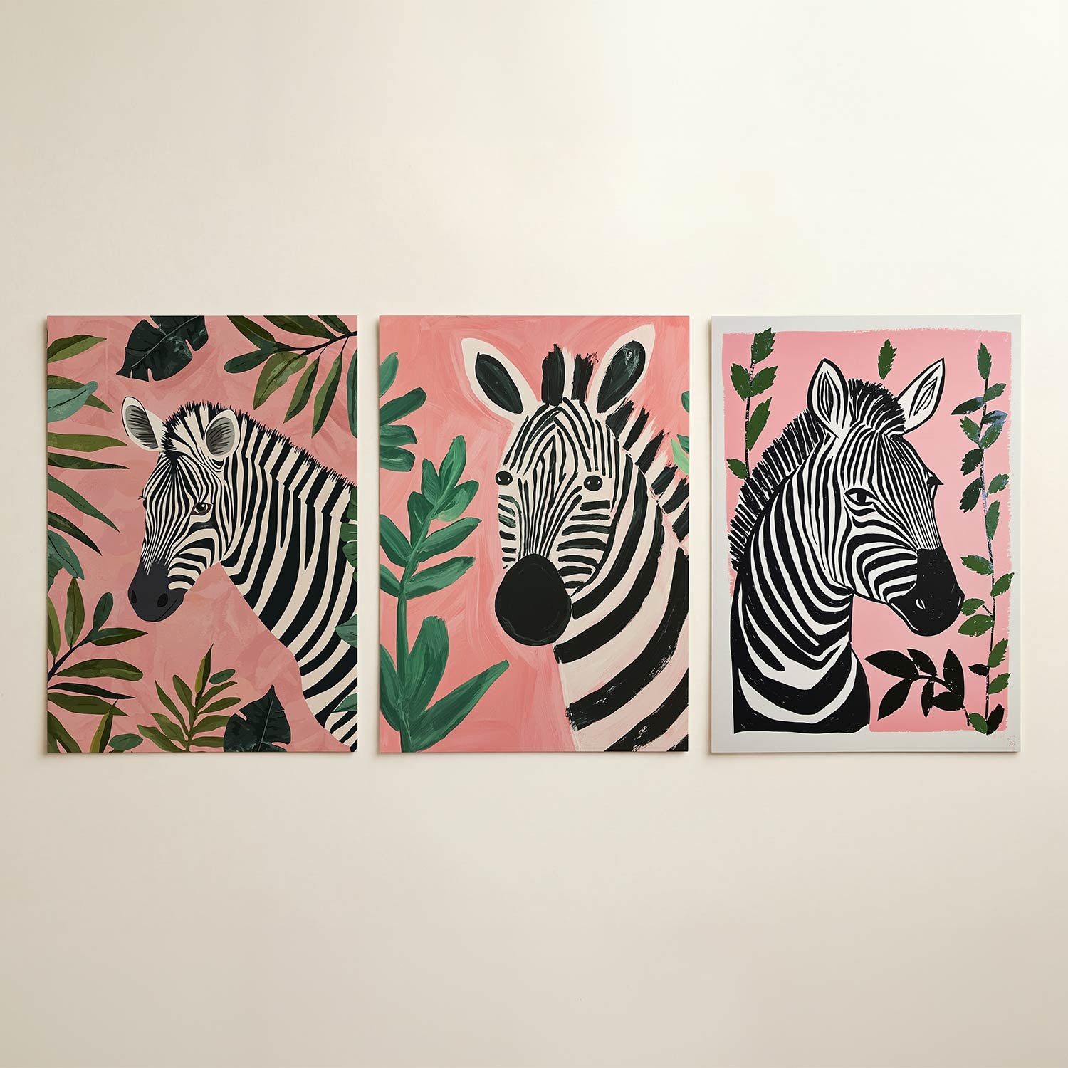 Zebra en bladeren Posterset
