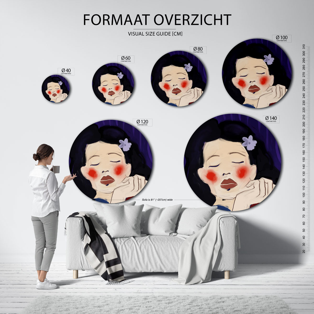 Vrouw met bloem Muurcirkel