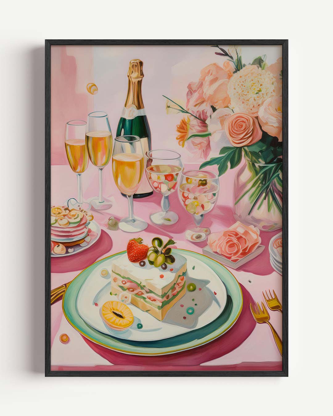 Romantische Brunch Tafereel Poster-WallArtistic