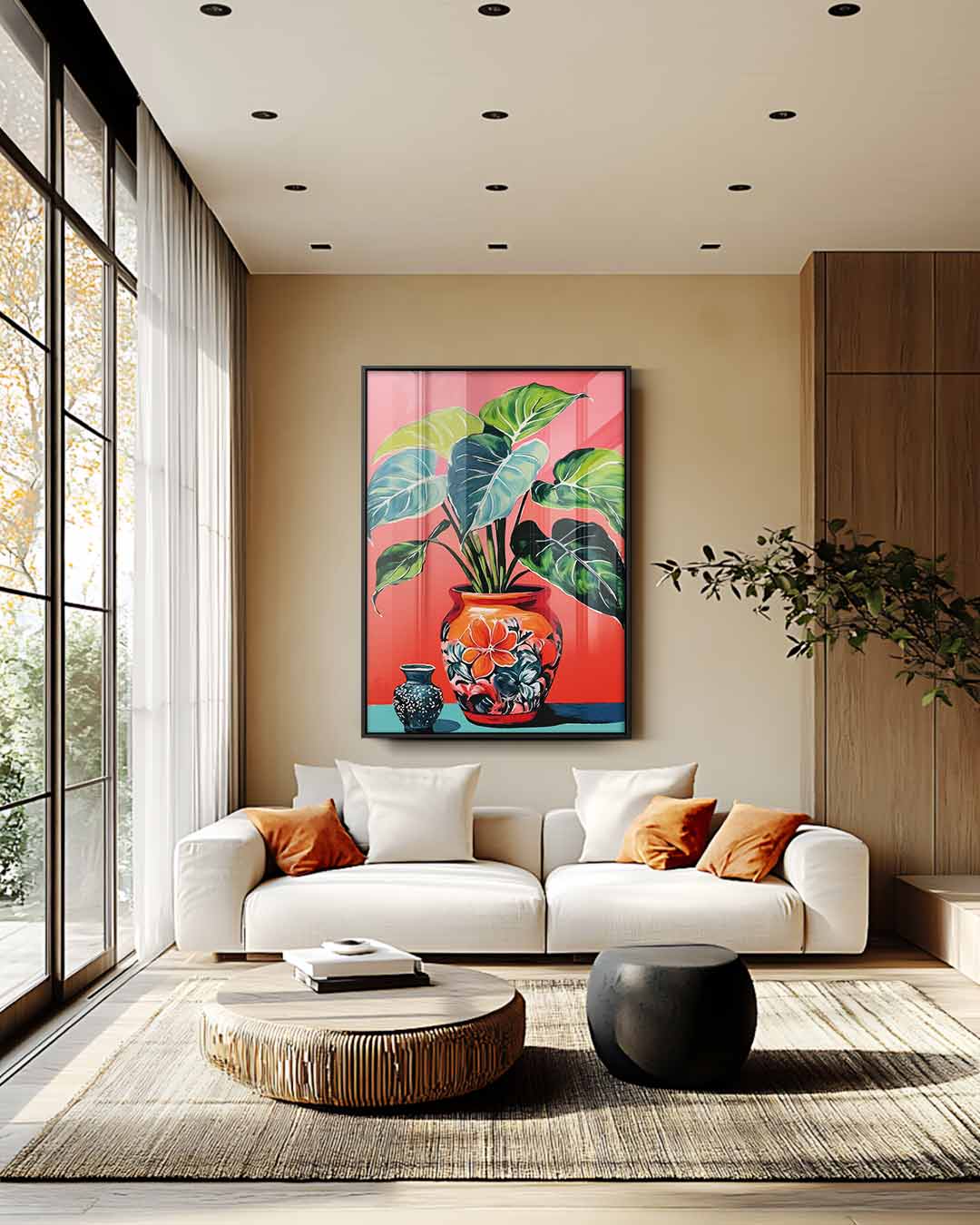 Kleurrijke Bladeren in Bloempotten Kunstwerk-canvas-dibond-plexiglas-wanddecoratie-WallArtistic