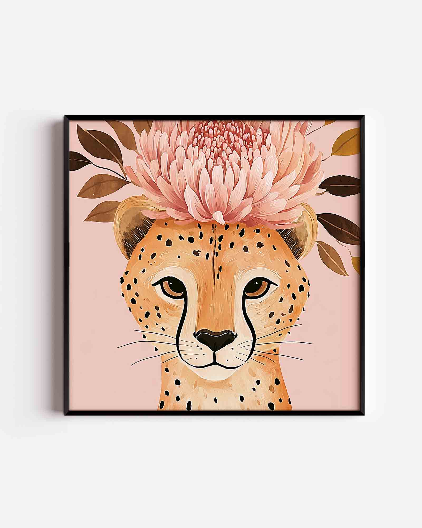 Luipaard met bloemen Poster