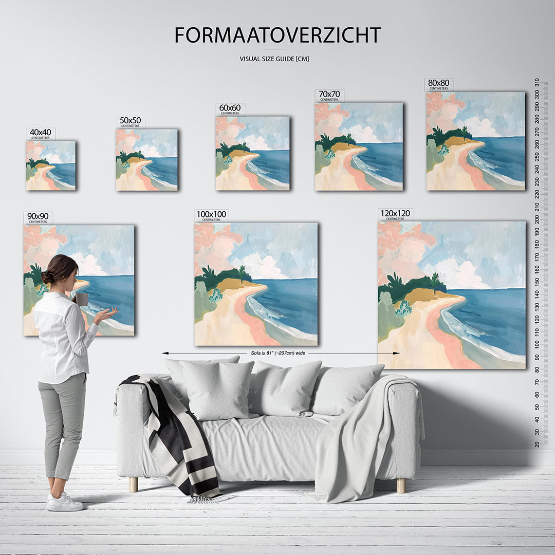 Kleurrijk strandlandschap Kunstwerk