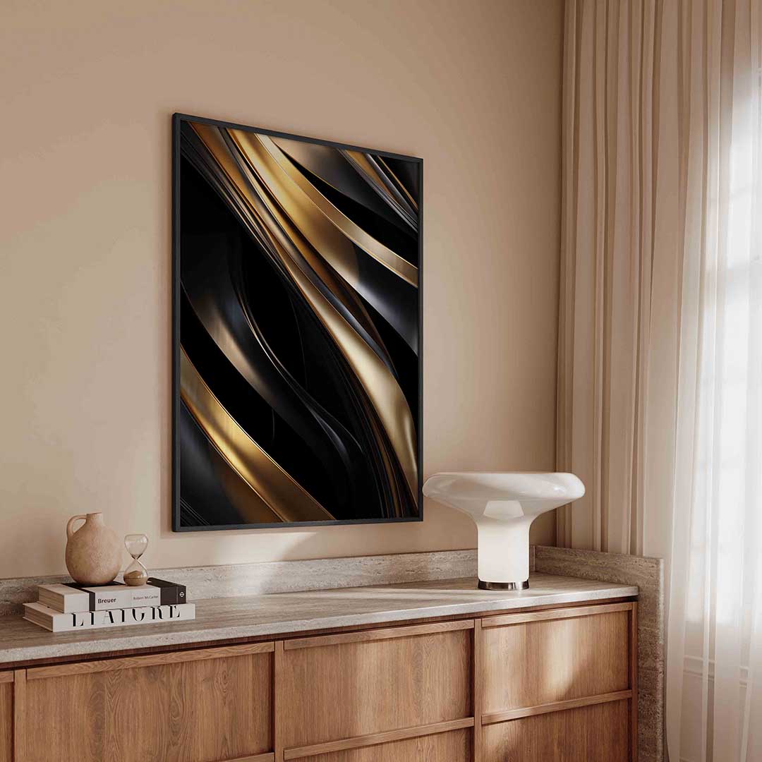 Gouden en zwarte lijnen Poster