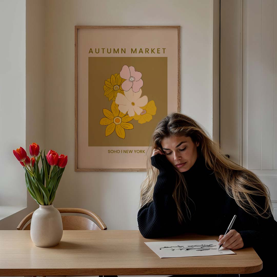 Herfstmarkt Bloemenposter-WallArtistic