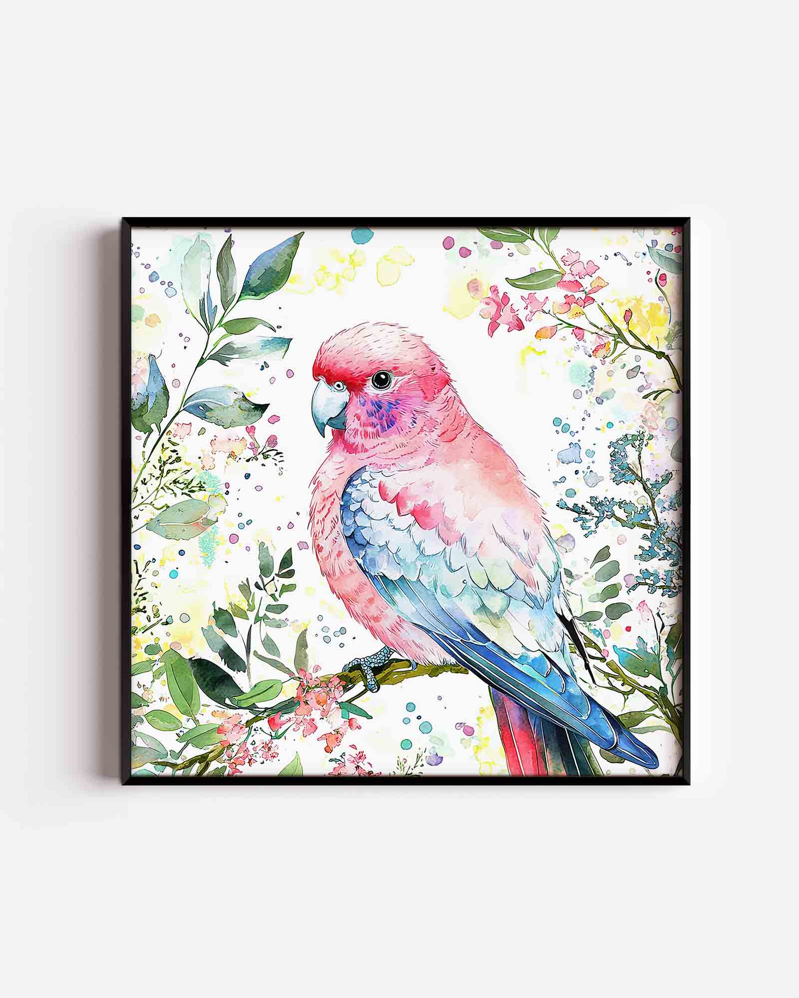 Papegaai en bloemen Poster