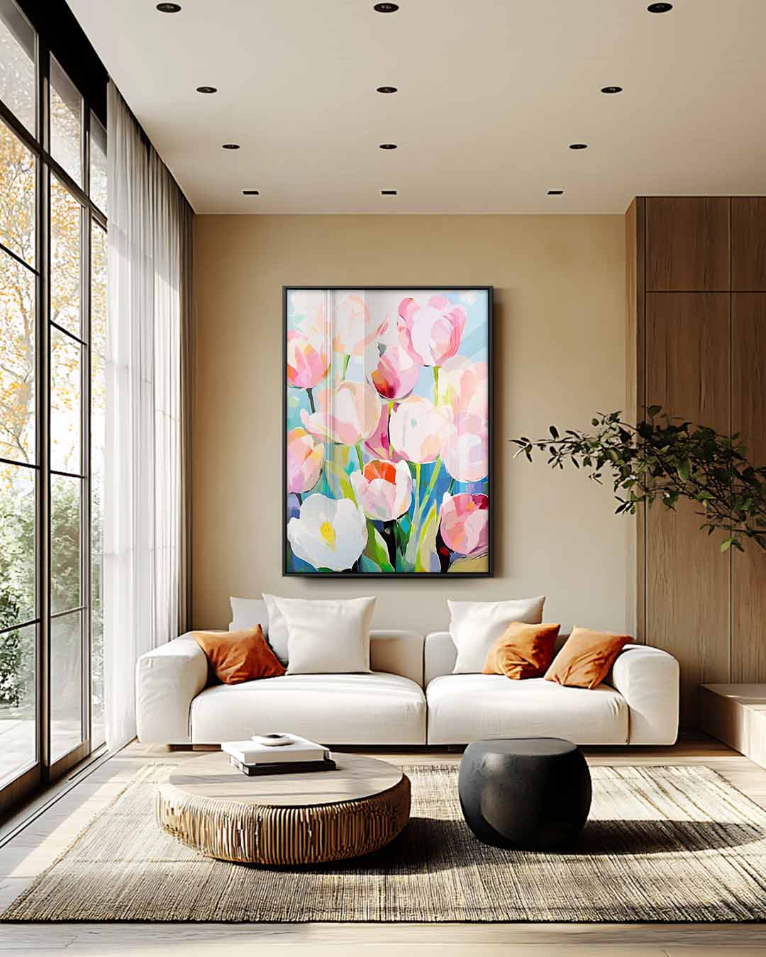 Kleurrijke Lente Tulpen Kunstwerk-canvas-dibond-plexiglas-wanddecoratie-WallArtistic