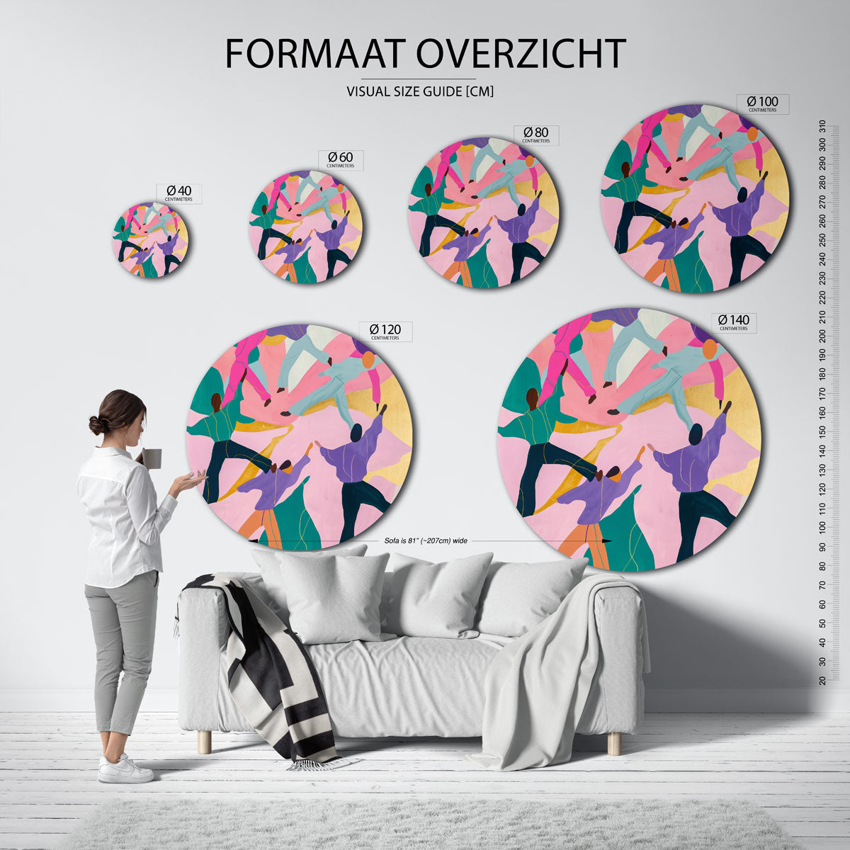 Dansende figuren Muurcirkel