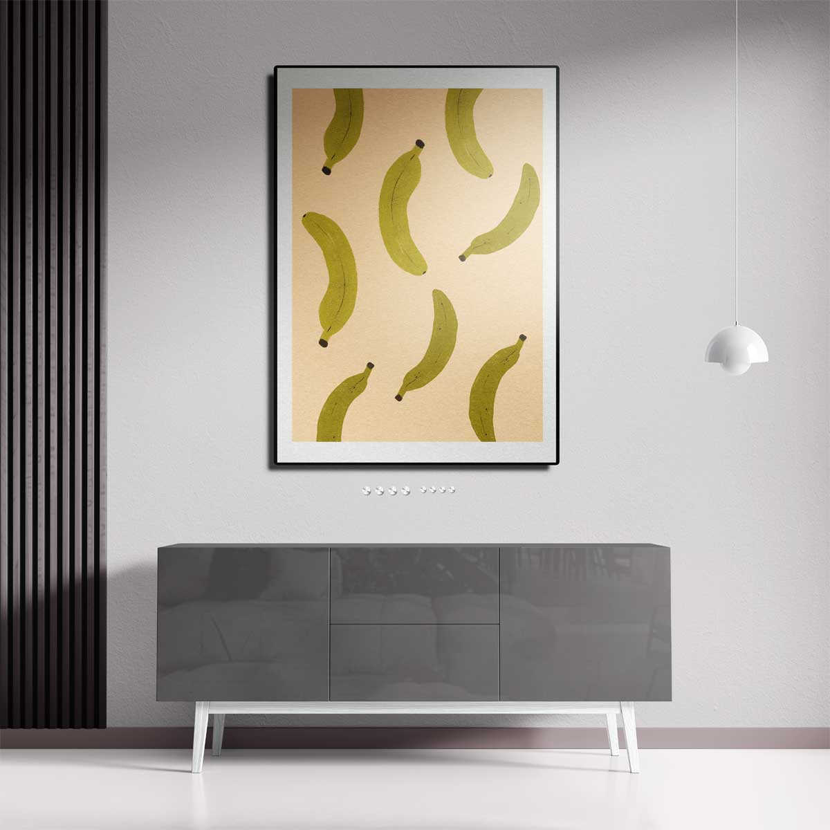 Speelse Bananen Illustratie Kunstwerk-canvas-dibond-plexiglas-wanddecoratie-WallArtistic