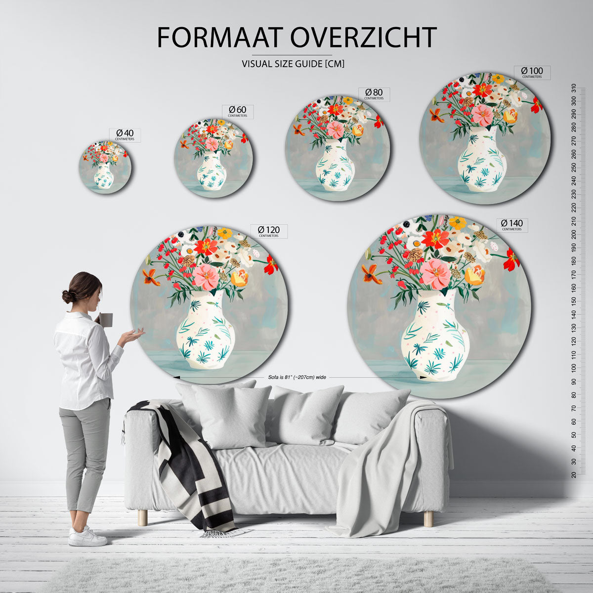 Bloemen in vaas Muurcirkel