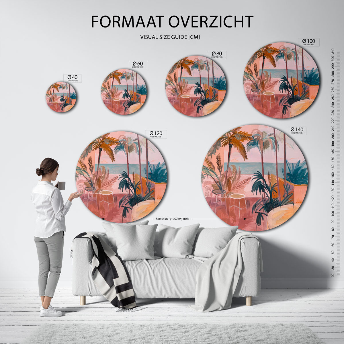 Palmbomen en zee Muurcirkel