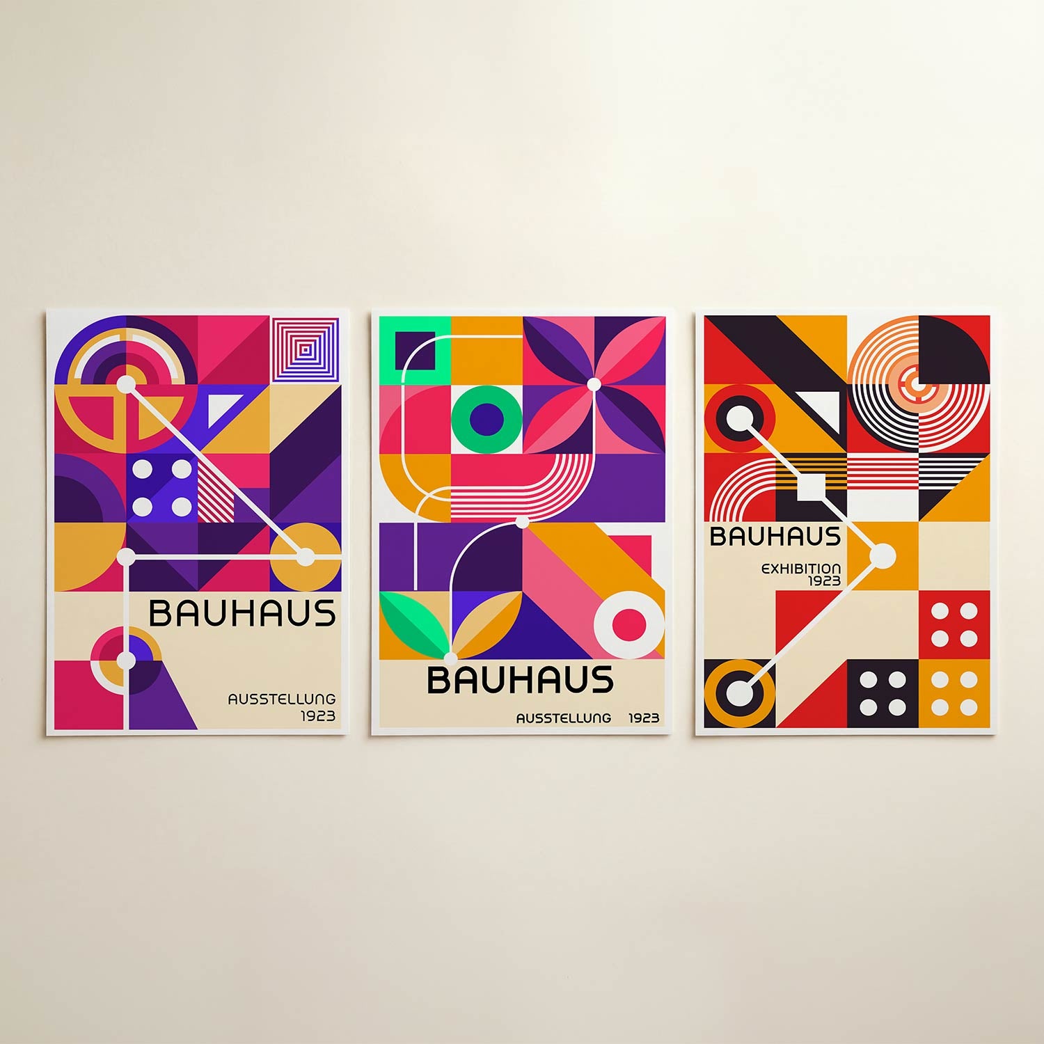 Kleurrijke vlakverdeling Posterset