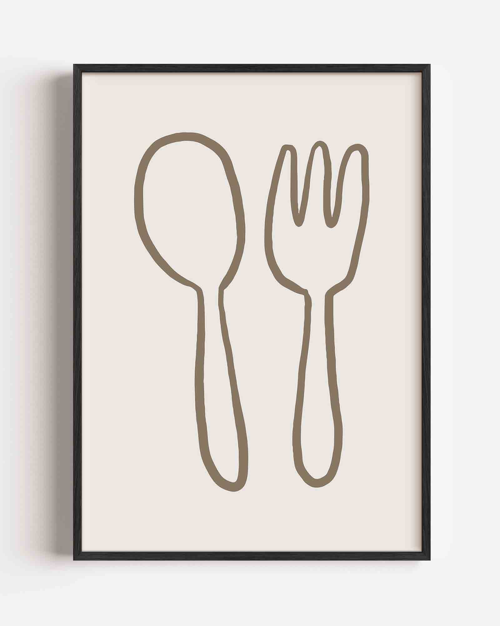 Lepel en vork Poster